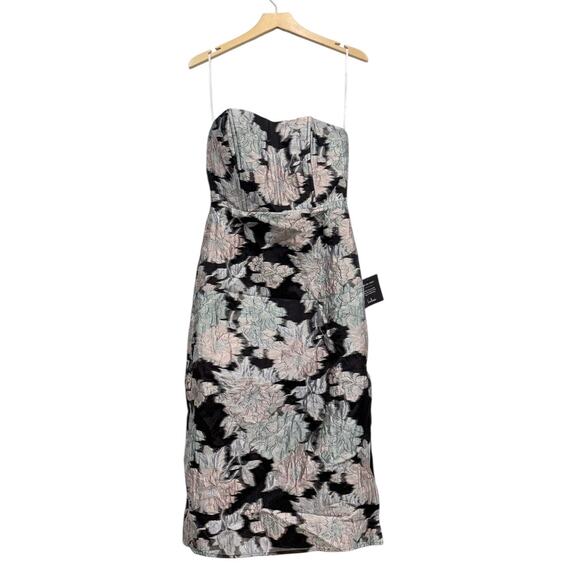 Lulus Upgraded Event Black Jacquard Strapless Bustier Midi Dress size Medium - Picture 4 of 5